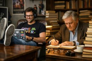 Geek cool opposé à un chercheur - Image IA