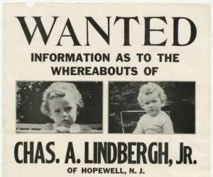 Affiche de recherche pour l'affaire du bébé de Lindbergh l'aviateur