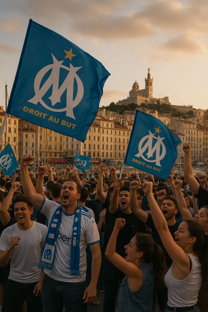 Marseille fêtant la victoire de l'OM