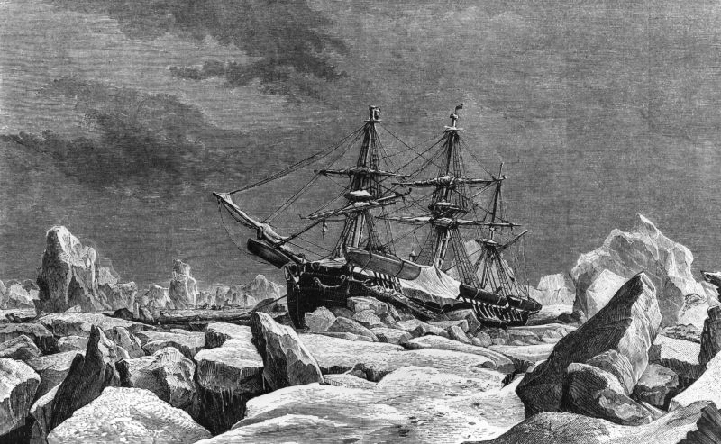 Navire pris dans les glaces de l'Arctique