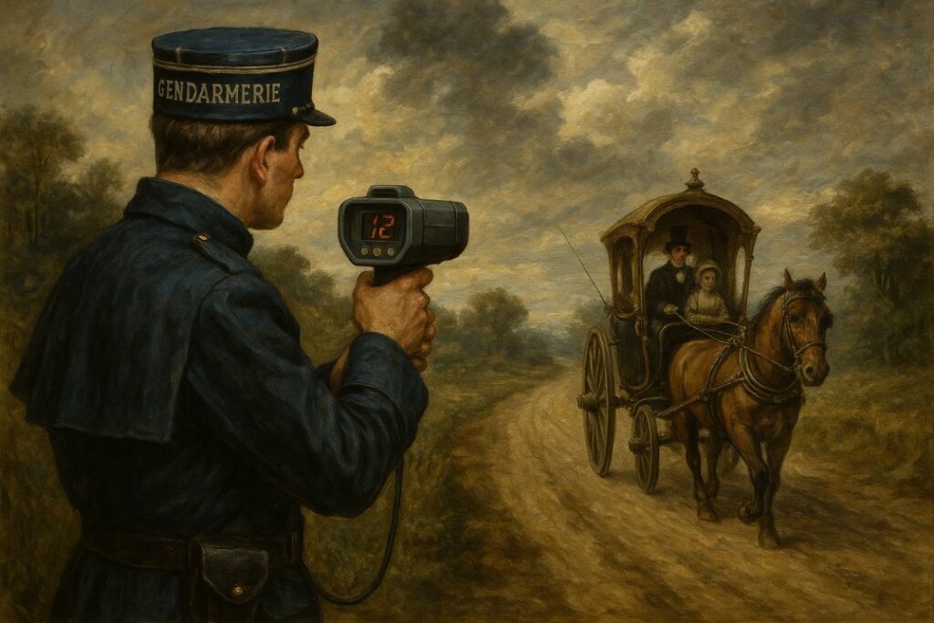Gendarme contrôlant une calèche