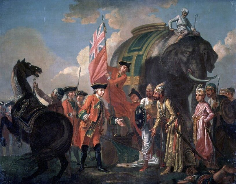 Rencontre entre Robert Clive et Mir Jafar