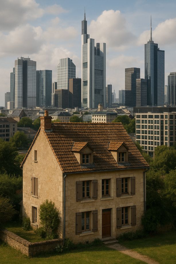 Petite maison française et gratte-ciels américains