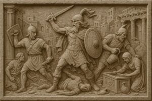 Gravure générée par IA du sac de Rome