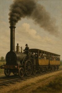 1er train à vapeur - Image IA