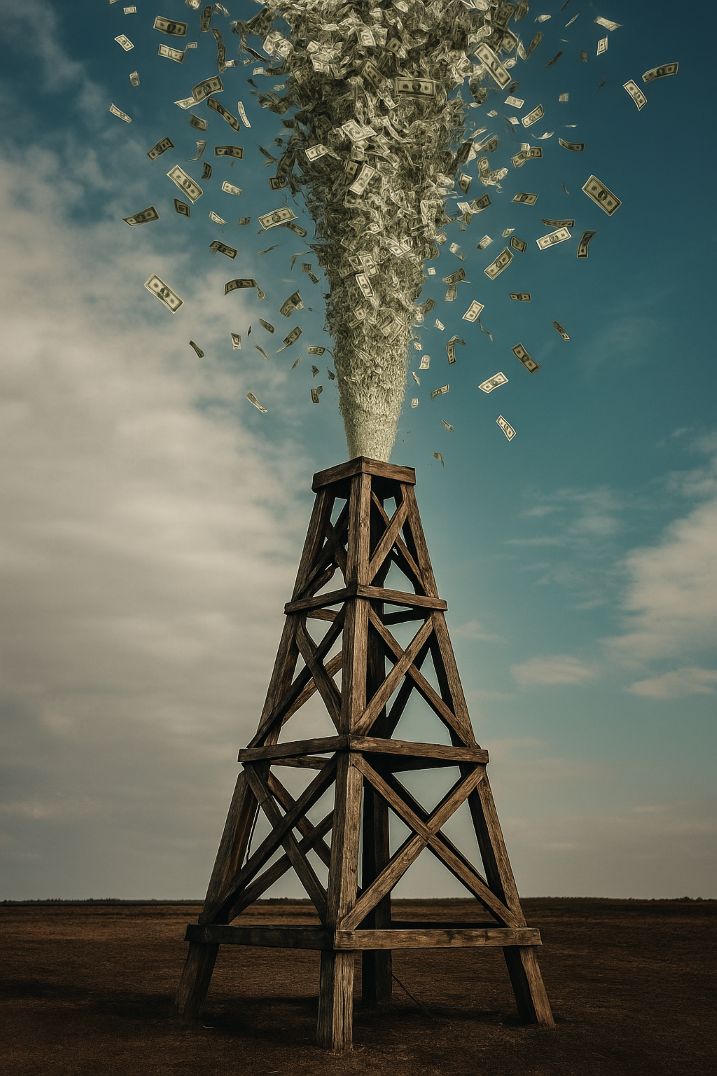 Derrick et geyser de dollars