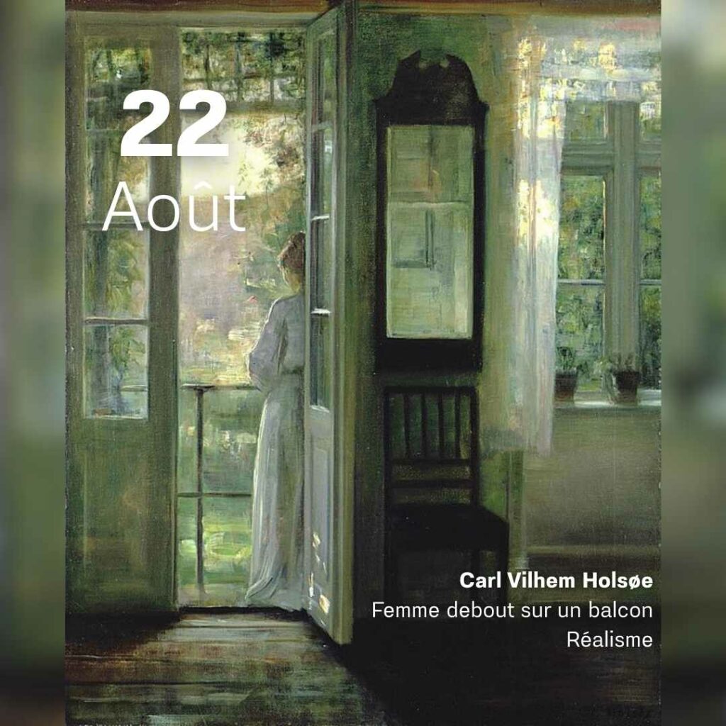 Carl Vilhem Holsoe - Femme debout sur un balcon