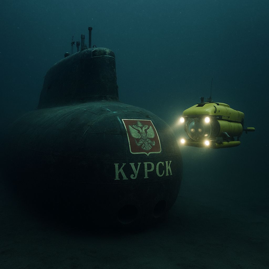 Le Koursk au fond de la mer de Barents