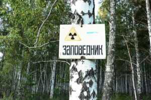 Panneau de signalisation de la zone contaminée de Kychtym