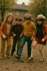 Enfants jouant avec des marrons