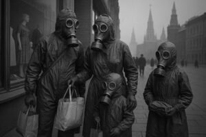 Famille faisant ses emplettes à Moscou