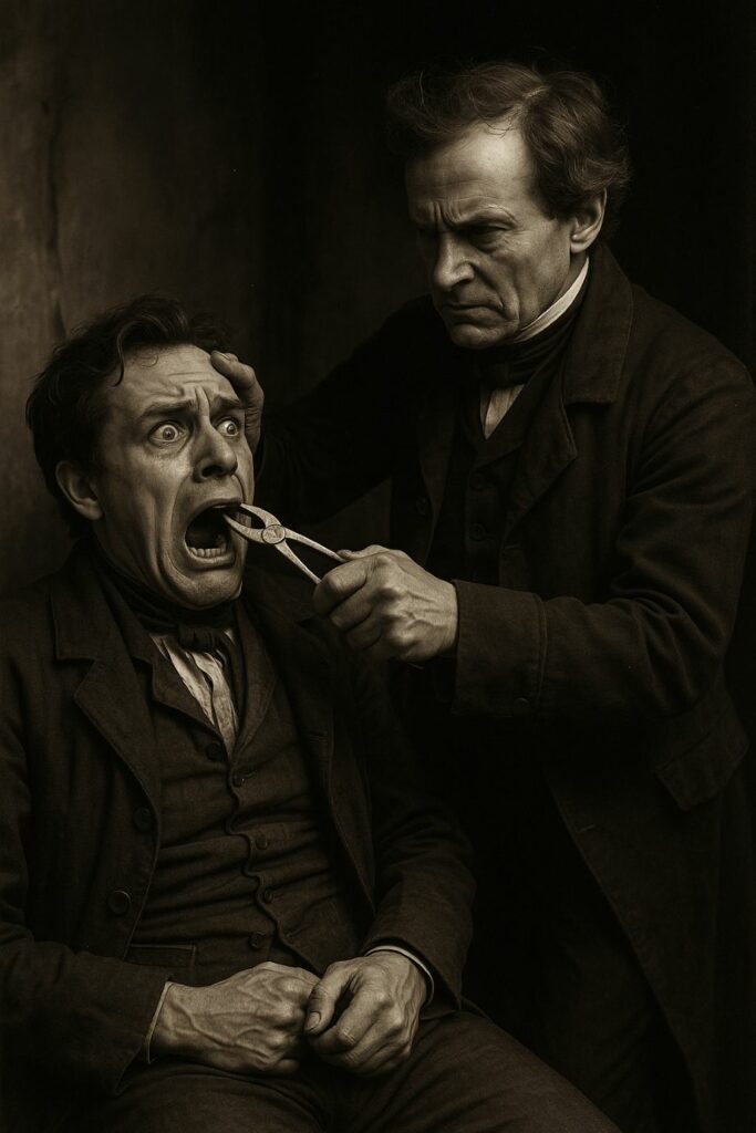 Un dentiste effrayant au XIXème Siècle - Image IA