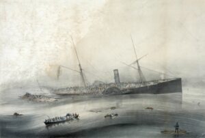 Lithographie du naufrage du SS Artic