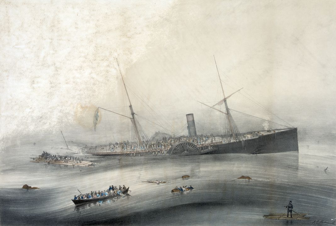 Lithographie du naufrage du SS Artic