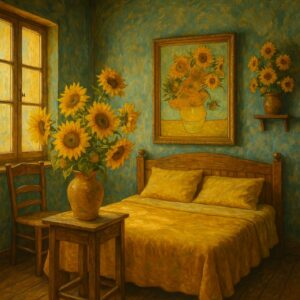 Chambre au tournesols inspirée de van Gogh - Image IA