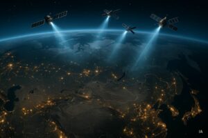 Eclairage de la Sibérie par des satellites Znamia - Image IA