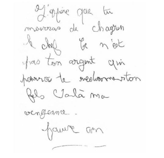 Lettre du corbeau dans l'affaire du petit Grégory