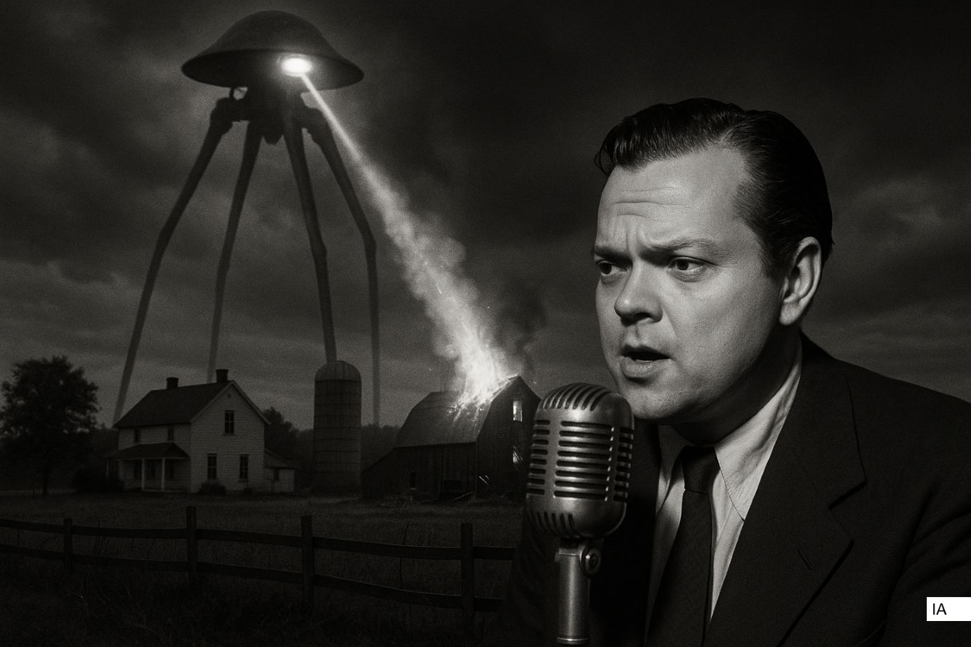 Orson Welles commentant la guerre des mondes