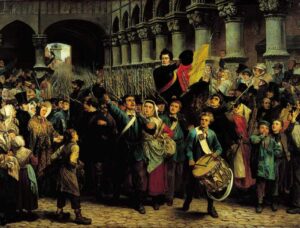 Départ des volontaires liégeois pour Bruxelles en 1830