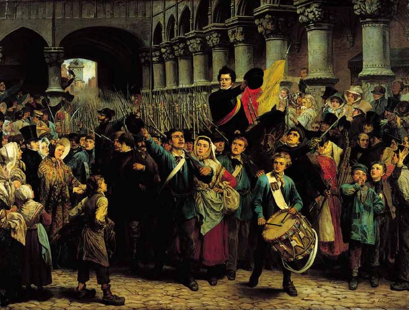Départ des volontaires liégeois pour Bruxelles en 1830