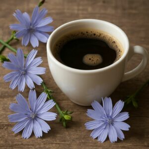 Fleurs de chicorée et café chicorée