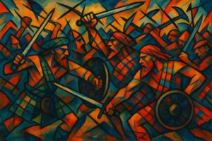 Lutte des clans écossais - Style abstrait - Image IA