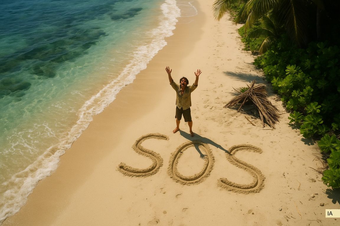 Naufragé lançant un SOS