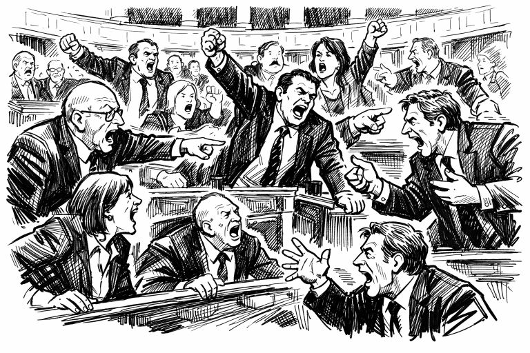 Désordre parlementaire - Image IA