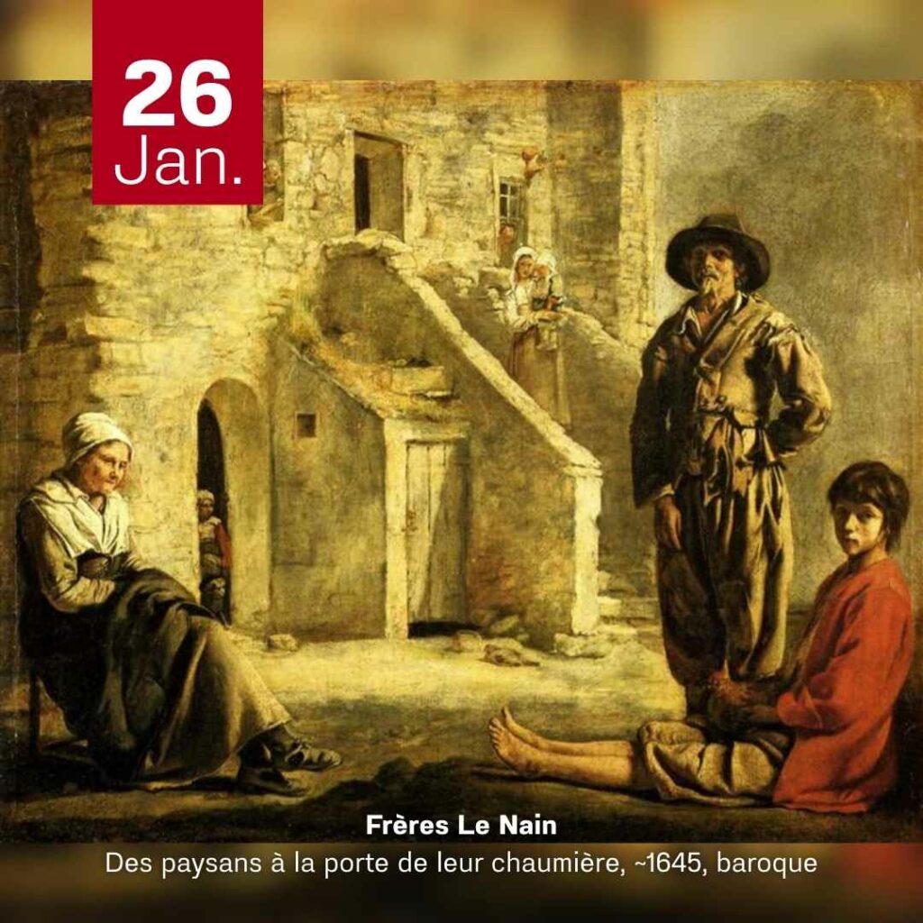 Frères le Nain - Des paysans à la porte de leur chaumière 1645