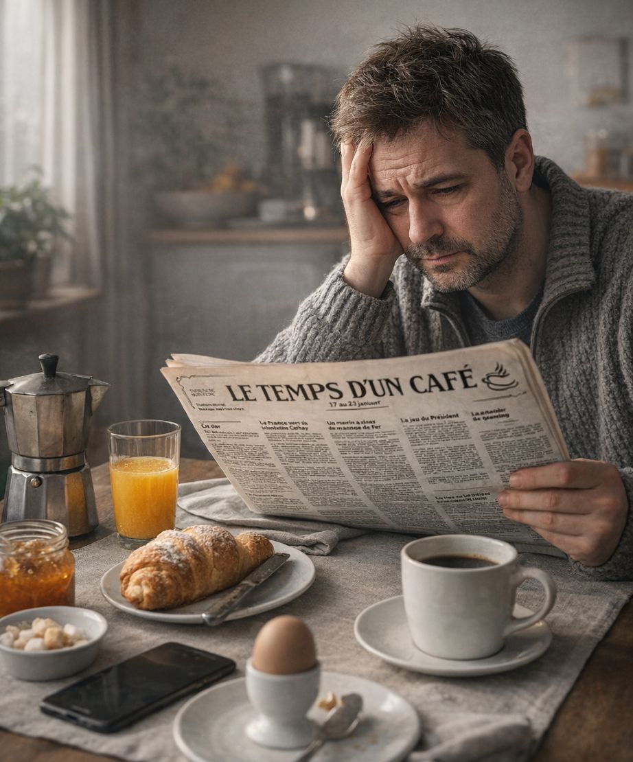 Homme au petit déjeuner le Blue Monday - Image IA