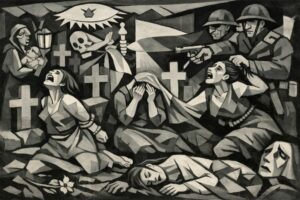 Les Roges des Molinar dans le style Guernica - Image IA