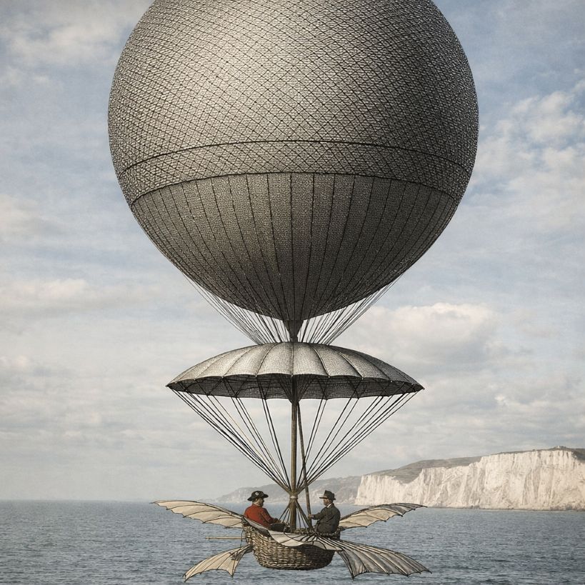 Traversée de la Manche en ballon 1785 - Image IA
